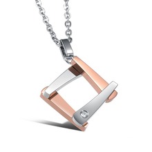 OPK JEWELRY 2013 New Arrival Fashion Square 316L stainless steel Pendant Necklace Women Men s Love
