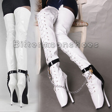 ~~IN STOCK~~7inch High Heel overknee ballet heels black thigh high boots fetish high heel crotch boots Free shinppng BY DHL