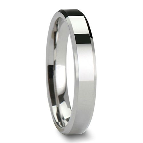 Tailor Made 4mm Bevel Shiny Tungsten Ring Flat Wedding Band Size 4 18 in whole half