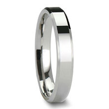Tailor Made  4mm Bevel Shiny Tungsten Ring Flat Wedding Band Size 4-18  in whole, half and quarter sizes