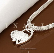wholesale 2014 New Fashion 925 Sterling Silver Chain Inlaid Stone Heart Necklaces Pendants For Women Men