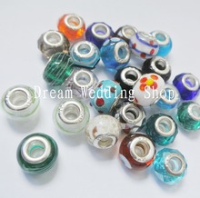 Free Shipping 14mm Glass   cord Big Hole Loose Beads fit European Pandora Jewelry Braclet Charms DIY