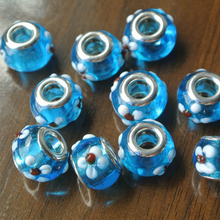 Free Shipping 14mm Glass cord Big Hole Loose Beads fit European Pandora Jewelry Braclet Charms DIY