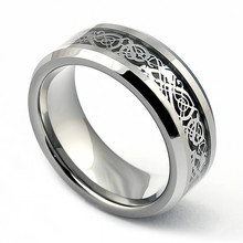 2014 Supernova Sale Men s Dragon Inlay Silver Plated Ring Unisex His Men Wedding Band Ring