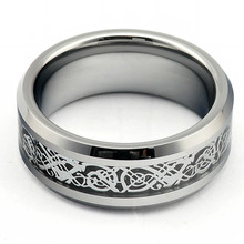 2014 Supernova Sale Men s Dragon Inlay Silver Plated Ring Unisex His Men Wedding Band Ring