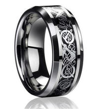 2014 Supernova Sale Men s Dragon Inlay Silver Plated Ring Unisex His Men Wedding Band Ring