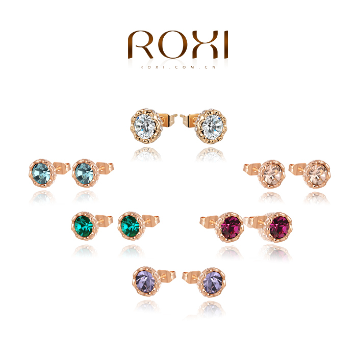 ROXI Summer gift Party classic Genuine Austrian Crystals Stud EARINGS Gift to girlfriend 100 hand made
