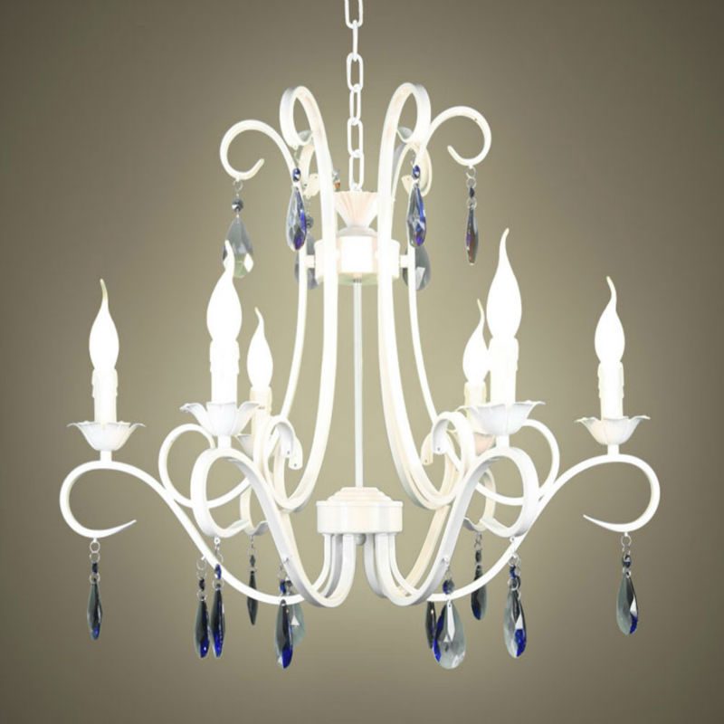 White Light Crystal Vintage white vintage chandelier E14 Chandelier 6pcs LED Antique Chain Iron iron White Light Crystal Vintage white vintage chandelier E14 Chandelier 6pcs LED Antique Chain Iron iron