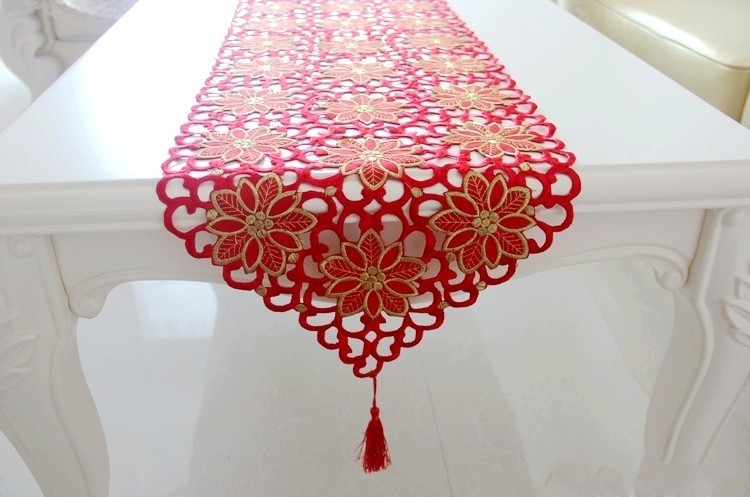 sale.jpg embroidered  gold table for table thread runners High damask quality runners embroidered