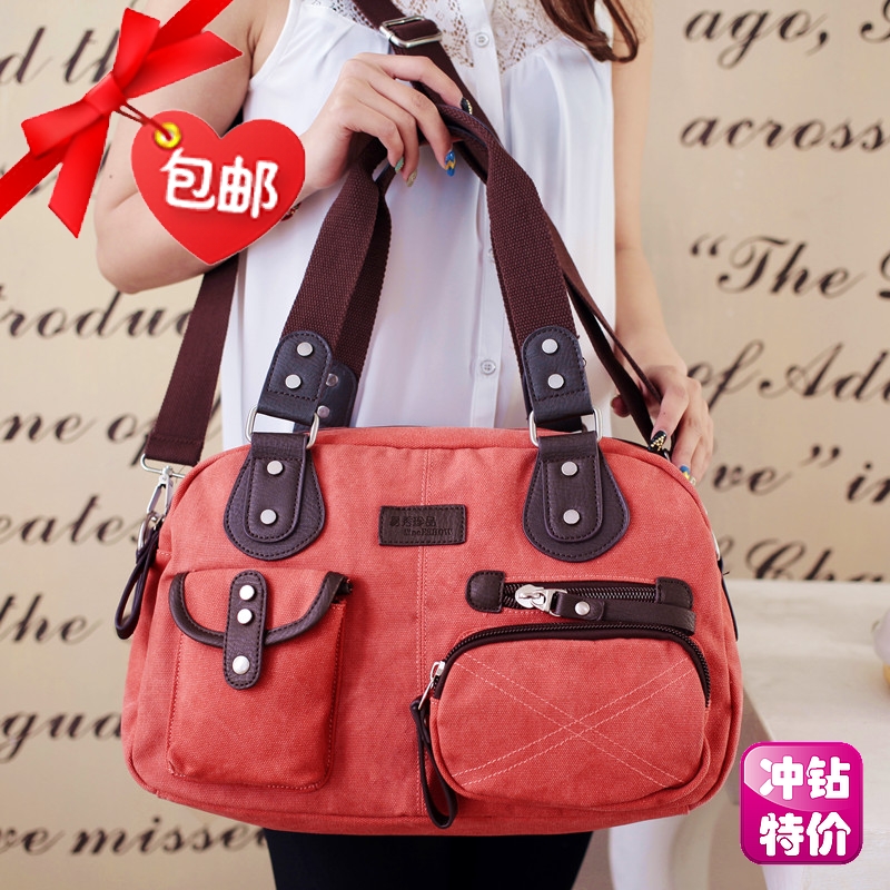 2013 canvas bag handbag women s multi pocket women s handbag casual messenger bag