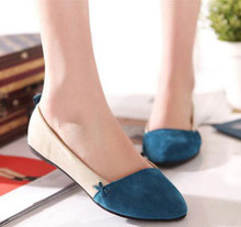 Free shipping women s flat shoes fake suede ladies ballet shoes mother shoes casual blue red