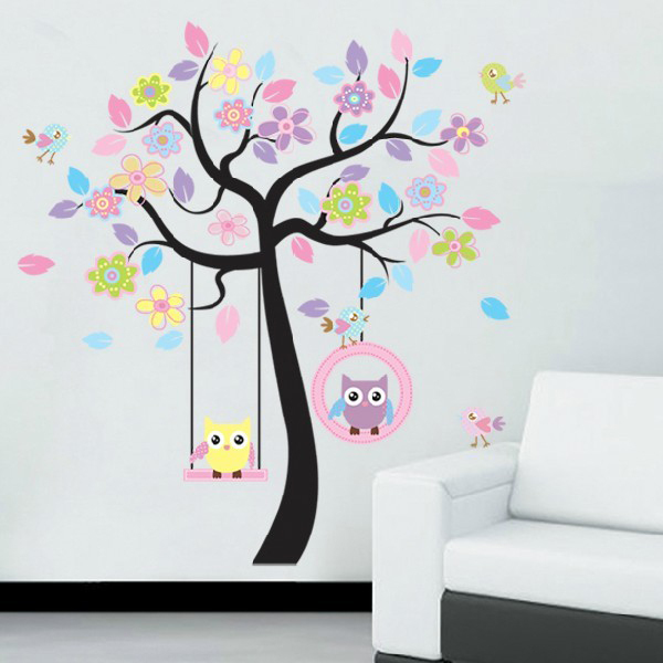 High-Quality-DIY-Cute-Owl-colorful-Tree-Removable-Wall-adhesives ... High-Quality-DIY-Cute-Owl-colorful-Tree-Removable-Wall-adhesives ...