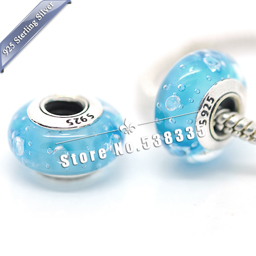2pcs 2013 New Blue crystal solid Munuola Charm Bead fits dora pandora Bracelet bracelet Necklace