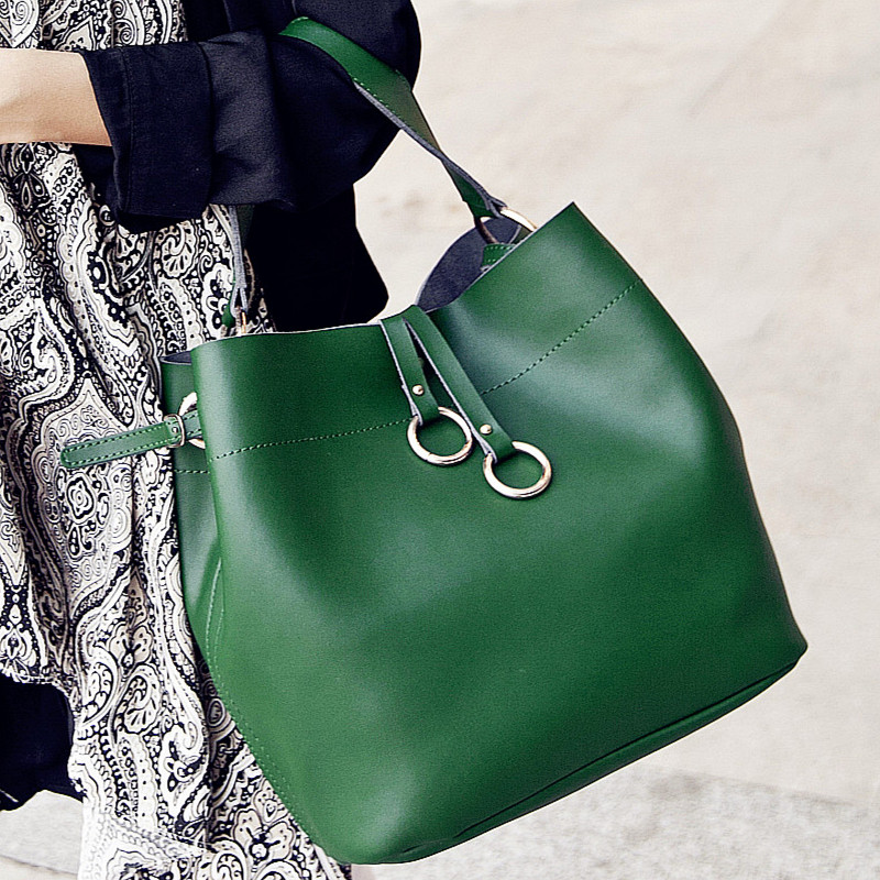 Mahel cowhide picture bag bucket bag 2014 female one women s handbag shoulder handbag autumn and