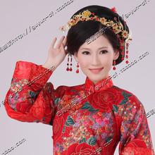 Chinese style cheongsam costume hair accessory red alloy hair maker hair accessory tassel child marriage accessories