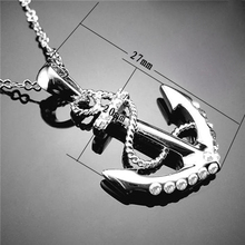 10pcs lot wholesale jewelry 18k white gold plated silver color austrian crystal rhinestone anchor necklace pendant