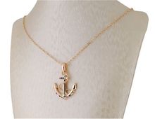 10pcs lot wholesale jewelry 18k white gold plated silver color austrian crystal rhinestone anchor necklace pendant