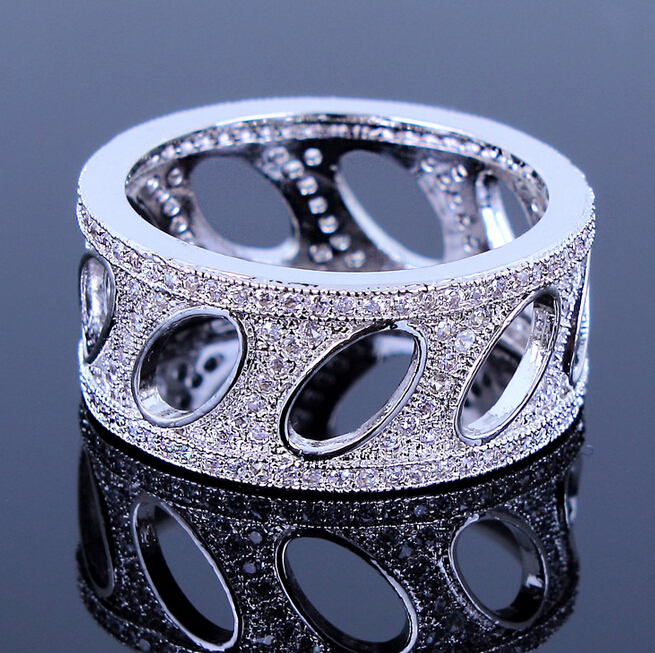 2014 New Fashion Woman Luxury Flower Shape wedding rings Top Grade Zirconia Crystal Nickel Free Plating