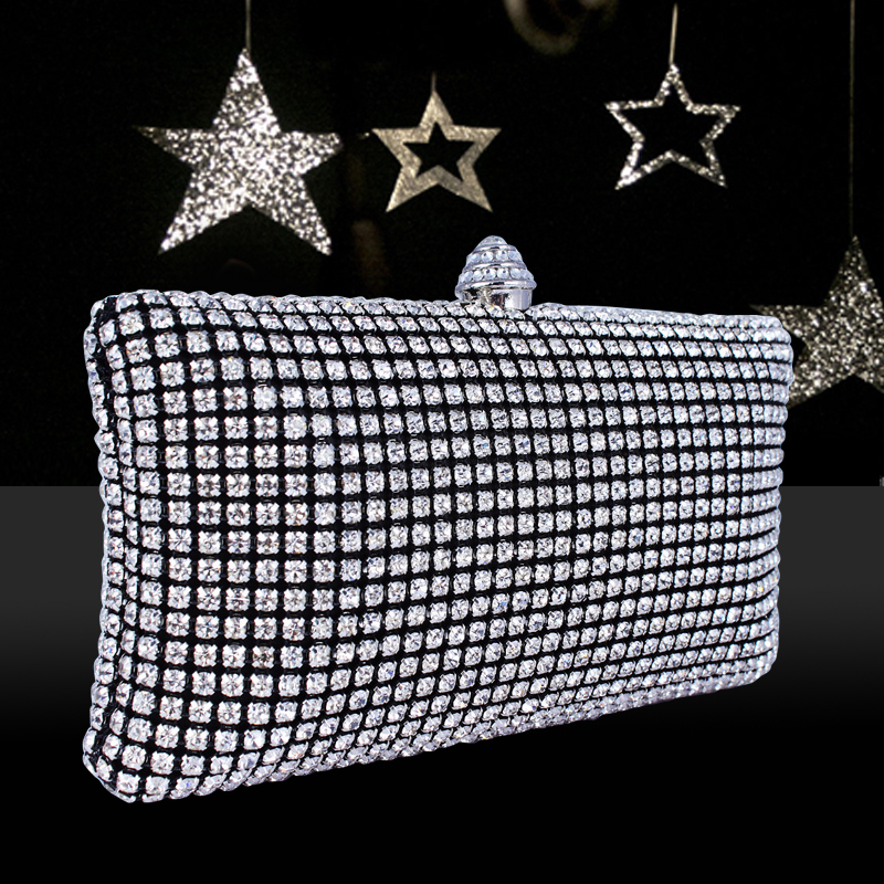 Full rhinestone Lady Top Quality evening bag Long chain new arrival Gorgeous Bridal Wedding Party Free