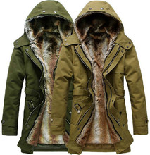 HOT -20 Long Thicken PARKAcoat men outdoors jacket faux fur lined jacket mens winter trench coat with hood 2013 fashion Slim fit
