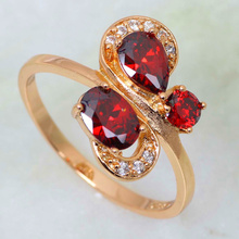 Christmas Ruby rings for women Red Cubic Zirconia Fashion jewelry 18K Yellow Gold Plated  Rings R137