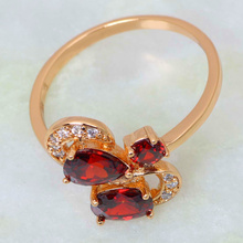 Amazing New 2014 Garnet rings for women Red Cubic Zirconia Fashion jewelry 18K Yellow Gold Plated