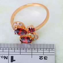 Amazing New 2014 Garnet rings for women Red Cubic Zirconia Fashion jewelry 18K Yellow Gold Plated