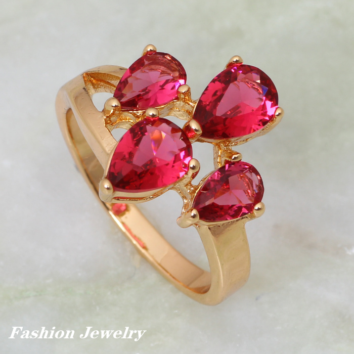 new 2015 Wholesale Fashion jewelry Ruby Red cubic zirconia 18K Yellow ...