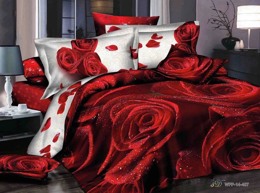 Red Rose 3d bedding sets queen size 4pcs unique comforter /duvet cover ...