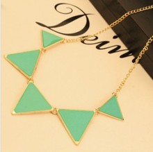 Free shipping $10 2013 New Fashion Punk Pink Green Blue Oil Triangle Multicolour Necklace  Jewelry N576 24g