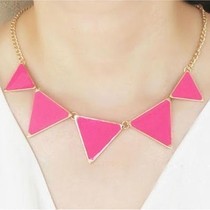 Free shipping 10 Mix order 2013 New Fashion Punk Pink Green Blue Oil Triangle Multicolour Necklace