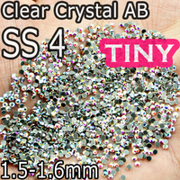 SS4 1.5-1.6mm Tiny Glitters,1440pcs/Bag Clear AB White Crystals DMC HotFix FlatBack Rhinestones,DIY Hot Fix iron on nail stones