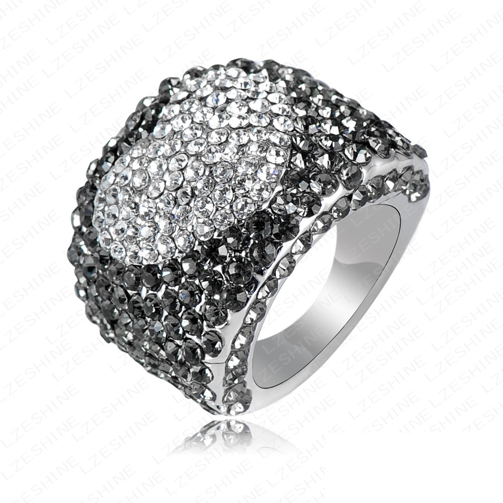 Fashion Jewelry Ring Platinum Plating Exaggerated Ring Pave Austrian Crystals Loved Heart Bulgary Rings Wedding Rings