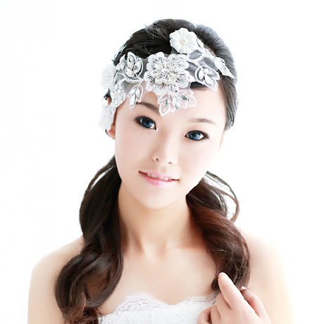 Colour bride hair accessory hair accessory handmade lace stubbiness rhinestone marriage accessories