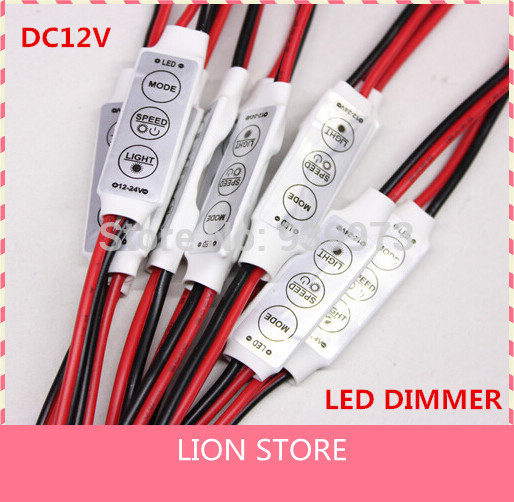5pcs/lot luz 12V Mini 3 teclas simples cor LED controlador brilho Dimmer para led strip 3528 5050 frete grátis
