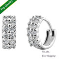 925 Sterling SIlver Earrings for Women Crystal Vintage Jewelry New 2014 Zircon Full Simulated Diamonds Earrings