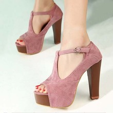Spring Summer Thick Heel Platform Gladiator Sandals Peep Toe T strap High Heels Women Pumps Ladies