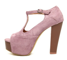 Spring Summer Thick Heel Platform Gladiator Sandals Peep Toe T strap High Heels Women Pumps Ladies