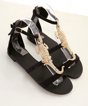 2014 Women Summer Shoes Fashion Gold Crocodile Flat Sandals Gladiators Shoes Woman Ladies Designer Brand GZ