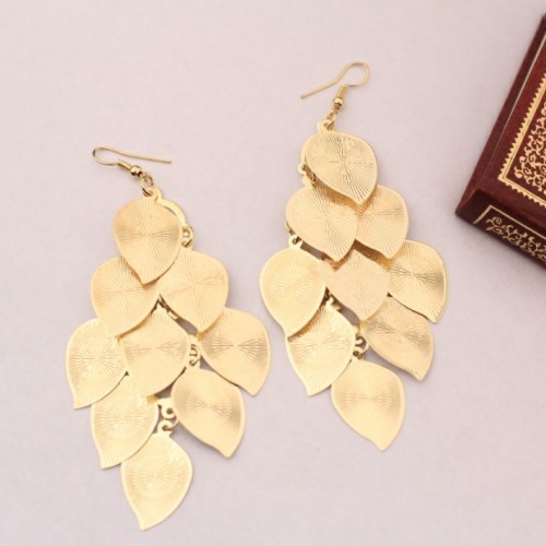 New Arrival Hot Sale Bohemia Fashion personality High quality retro Lovely Gold plated leaf earrings jewelry