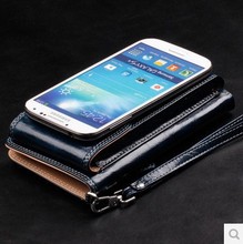 Wax cowhide genuine leather mobile phone lovers clutch bag multifunctional short design male wallet female