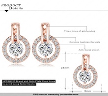 LZESHINE Brand Classic Luxury Circle Earrings Jewelry 18K Rose Gold Plate Austrian Crystal SWA Elements Studs