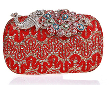 New 2014 Lace PEACOCK diamond women evening bags,Luxury women handbag Beauty ladies Fashion Day clutch, sexy cell phone totes