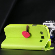 Cherry Case For Samsung Galaxy S3 III I9300 Wallet Stand With Card Slot Leather Flip Magnetic