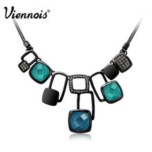 Viennois Gun Plated Magic Cube Muliti Crystal Statement Chain Pendant Necklace For Women Jewelry New accessories