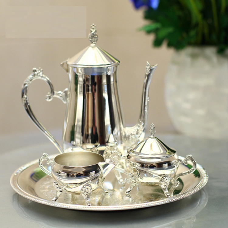 New arrival silver plated metal coffee set tea set for weddings or party or KTV