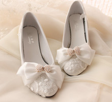 2015 new fashion Handmade lace flower decoration wedding shoes rhinestone pearl bow bridal shoes bridesmaid shoes