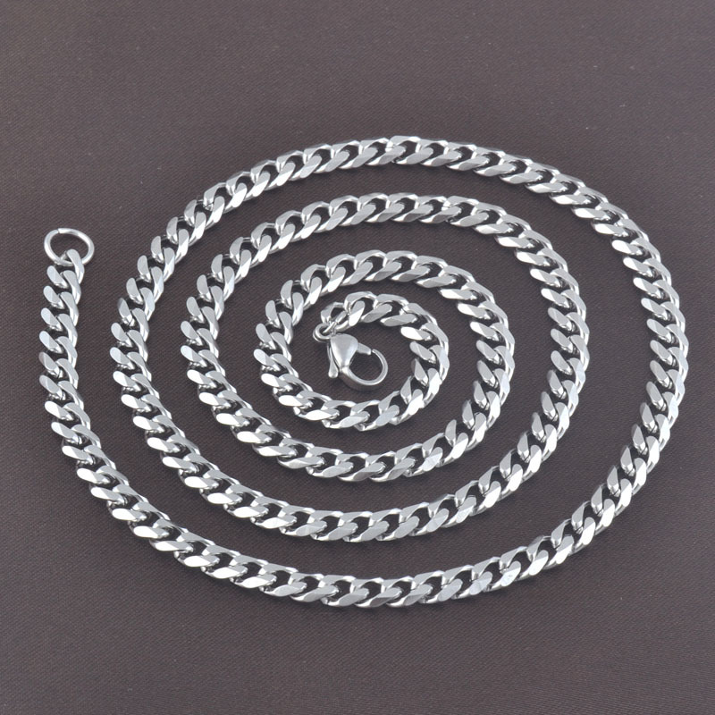 High quality fashion 3 4 7mm width 316L stainless steel silver link chains necklaces jewelry the