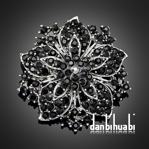 7 colors Vintage Style Black Rhinestone Crystal Diamante Party Brooch pins for women Ac036