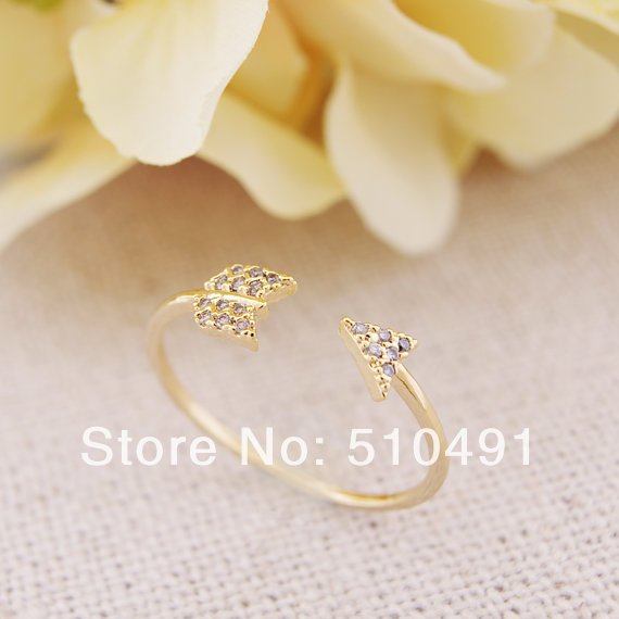 2015 Arrow Ring With Crystal in Gold Silver Rose Gold Romantic Wedding Gift Jewerly Cupid Arrow